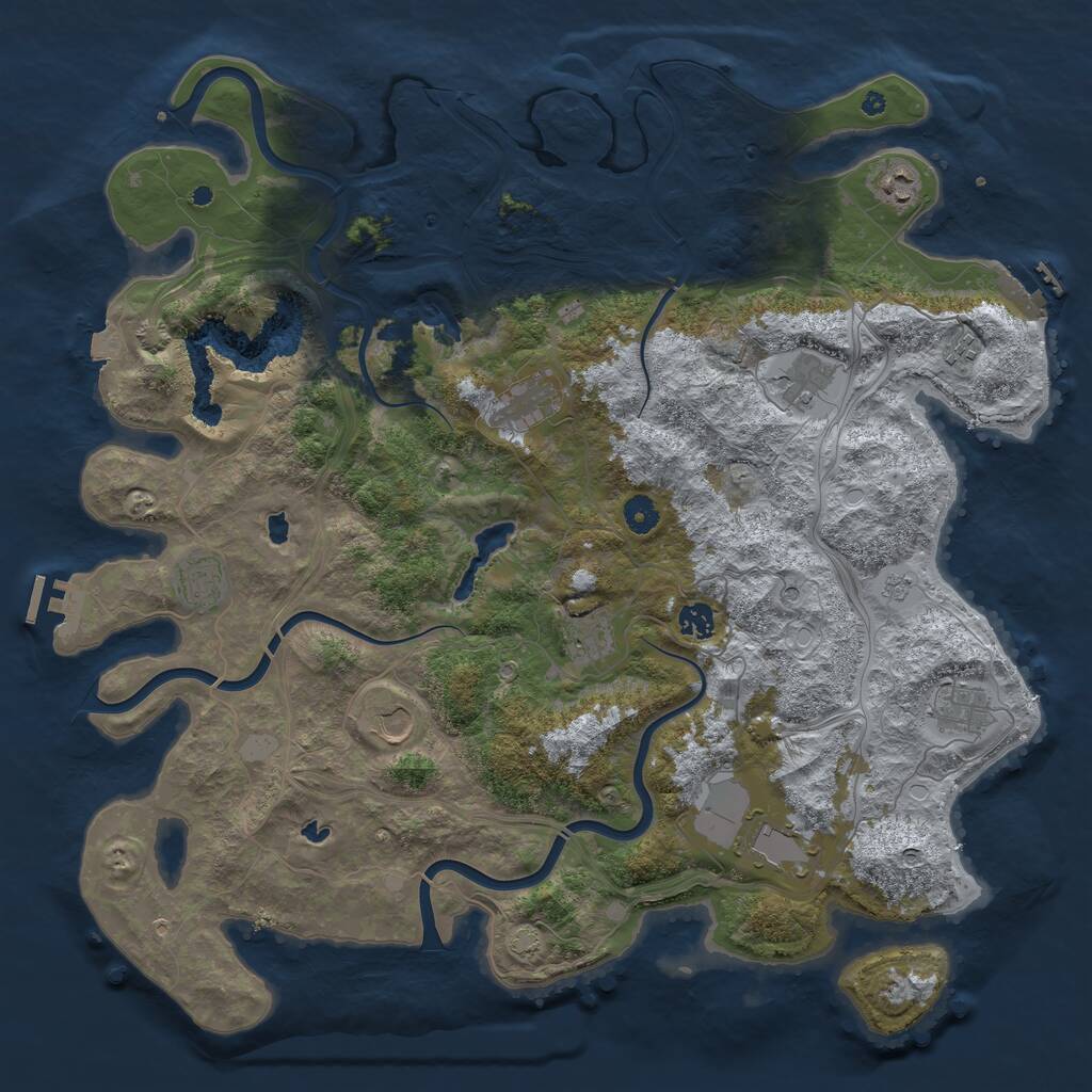 Rust Map: Procedural Map, Size: 4500, Seed: 2104366206, 16 Monuments