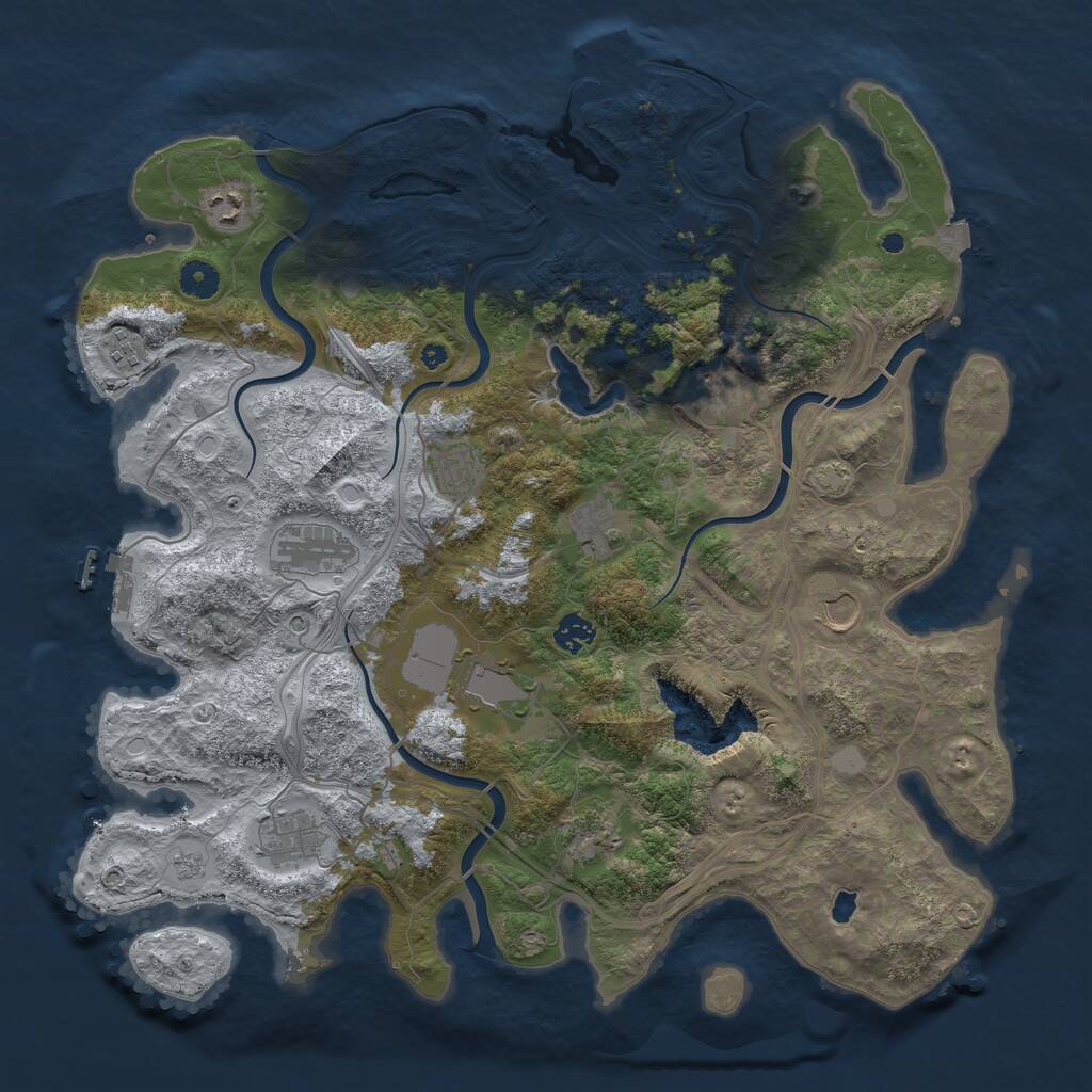 Rust Map: Procedural Map, Size: 4250, Seed: 1188610254, 17 Monuments
