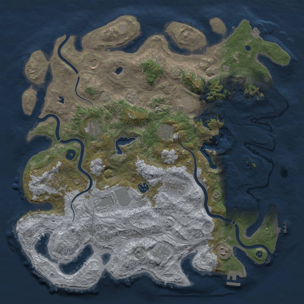Rust Map: Procedural Map, Size: 4500, Seed: 676643755, 17 Monuments