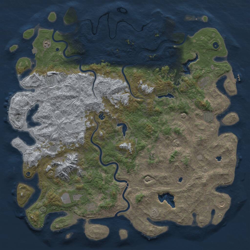 Rust Map: Procedural Map, Size: 6000, Seed: 12232323, 17 Monuments
