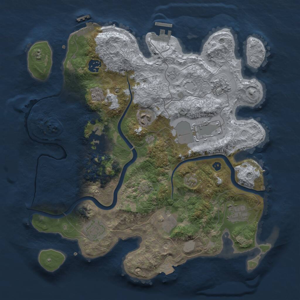 Rust Map: Procedural Map, Size: 3500, Seed: 50136, 15 Monuments