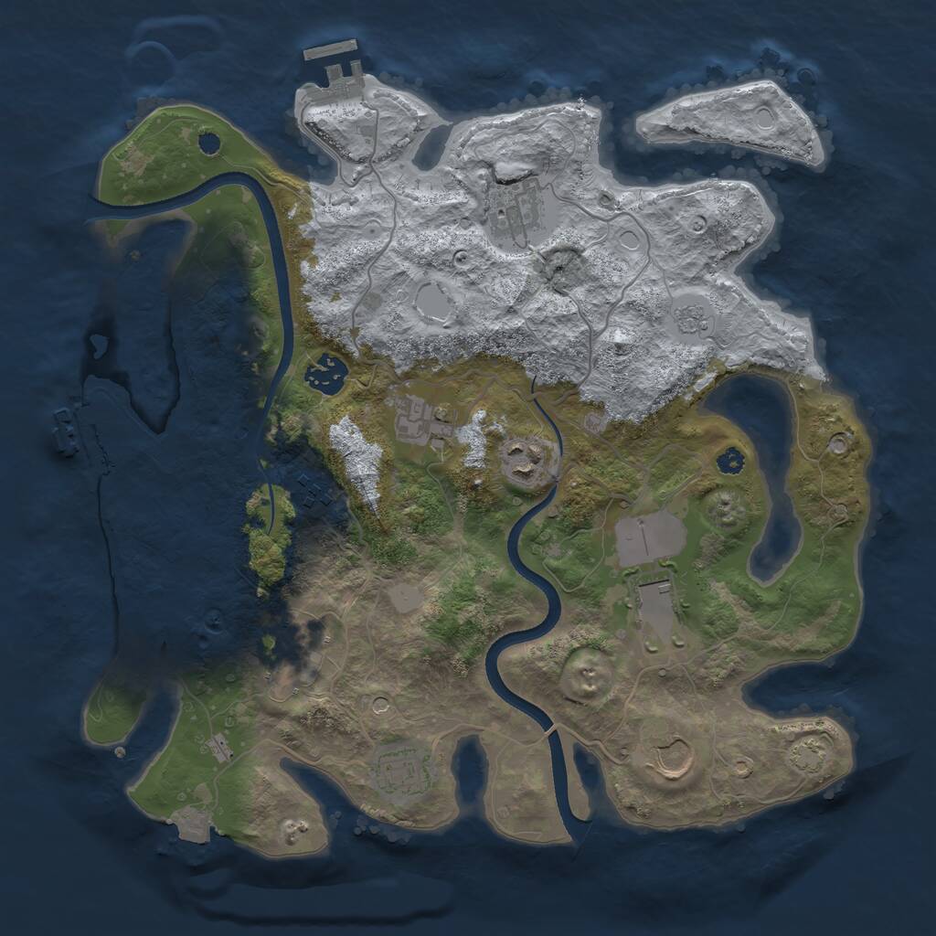 Rust Map: Procedural Map, Size: 3500, Seed: 432890119, 15 Monuments