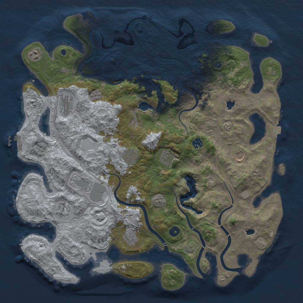 Rust Map: Procedural Map, Size: 4500, Seed: 867577940, 16 Monuments