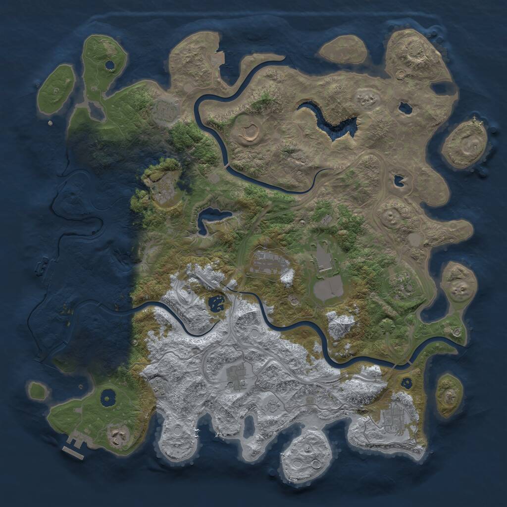 Rust Map: Procedural Map, Size: 4500, Seed: 319111307, 17 Monuments