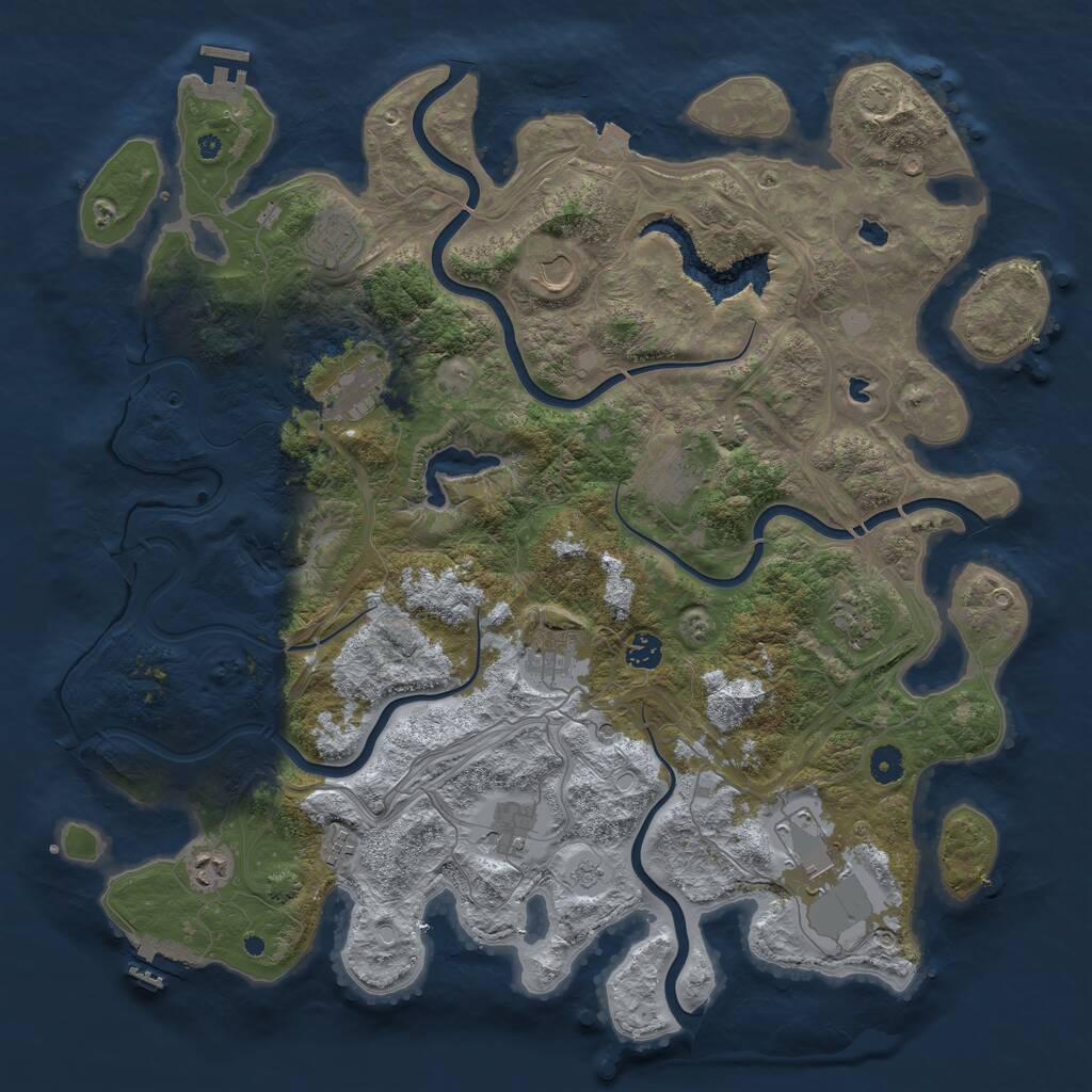 Rust Map: Procedural Map, Size: 4500, Seed: 319111307, 17 Monuments