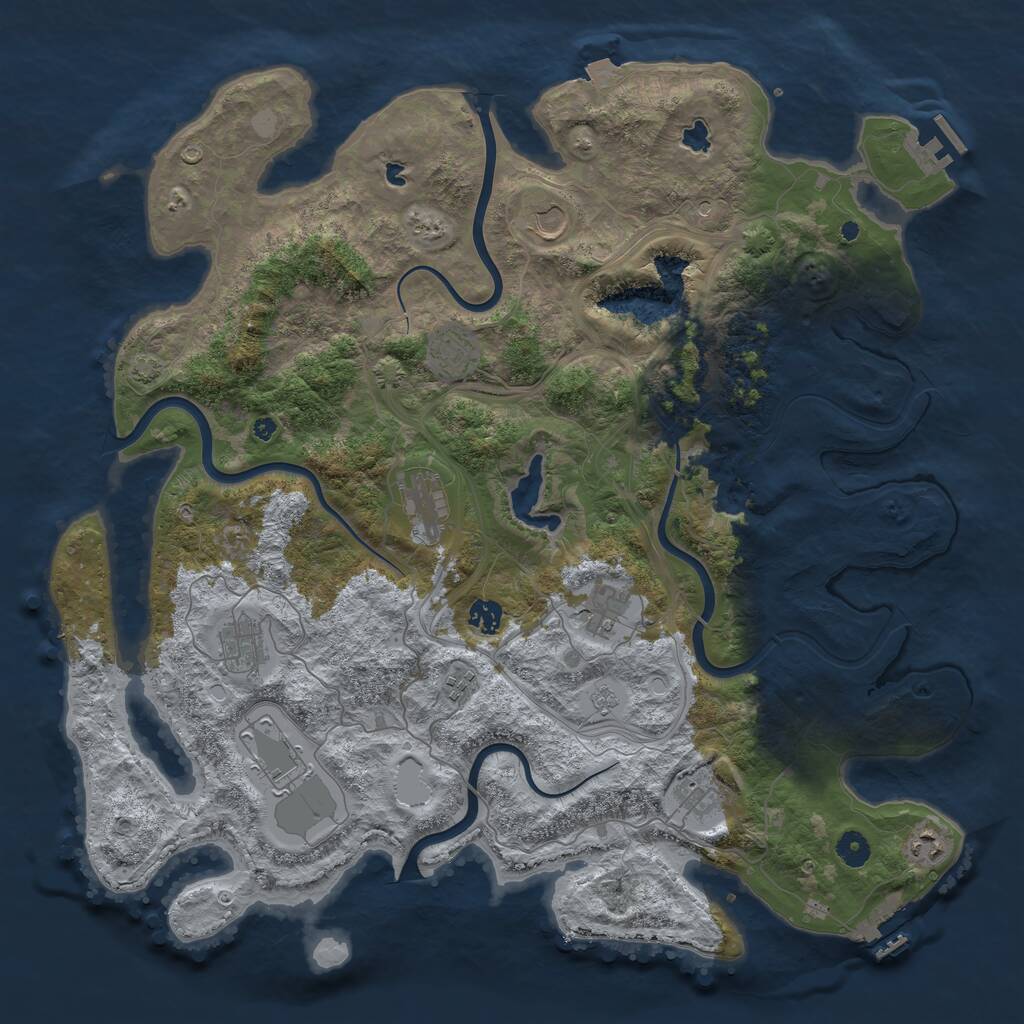 Rust Map: Procedural Map, Size: 4500, Seed: 331560676, 16 Monuments