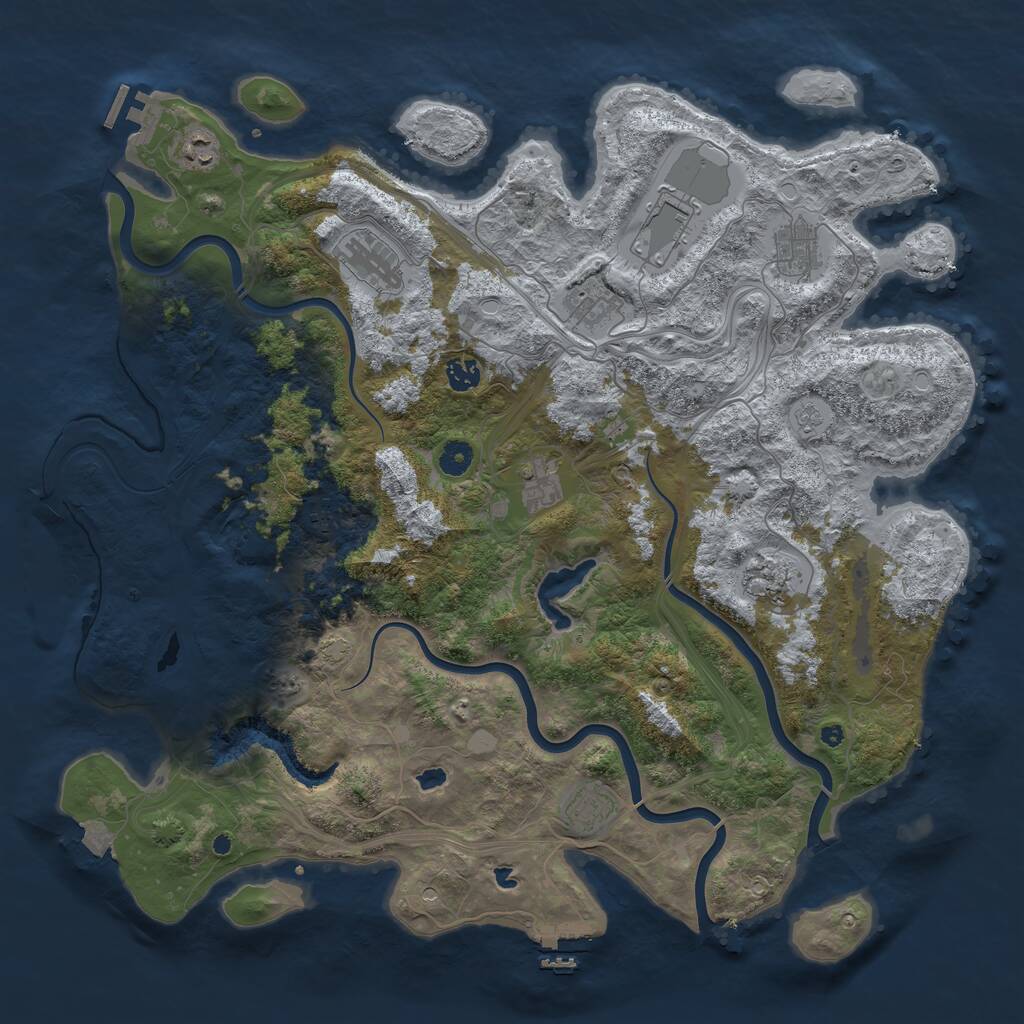 Rust Map: Procedural Map, Size: 4500, Seed: 42425111, 16 Monuments