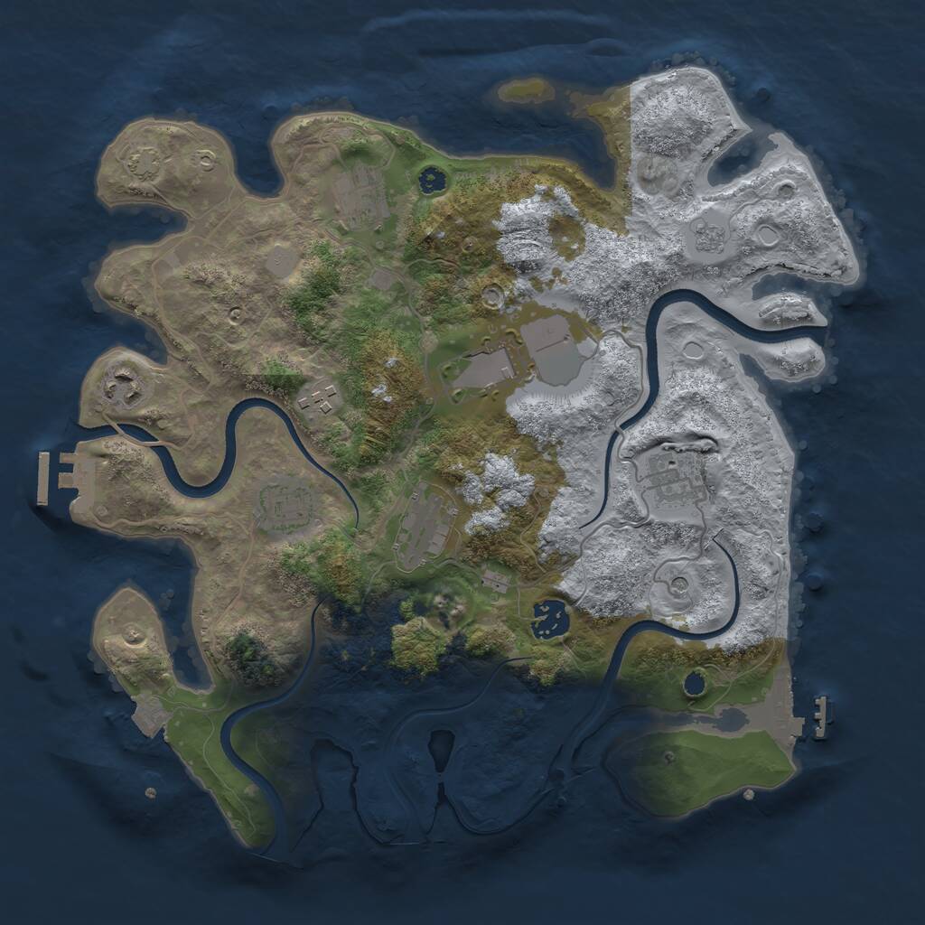 Rust Map: Procedural Map, Size: 3500, Seed: 1396377048, 14 Monuments