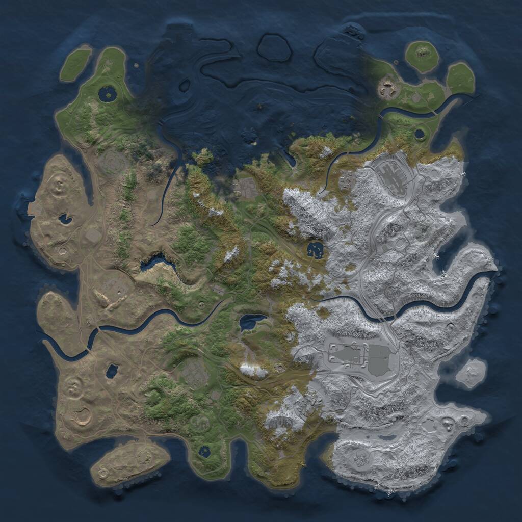 Rust Map: Procedural Map, Size: 4500, Seed: 1888729950, 17 Monuments