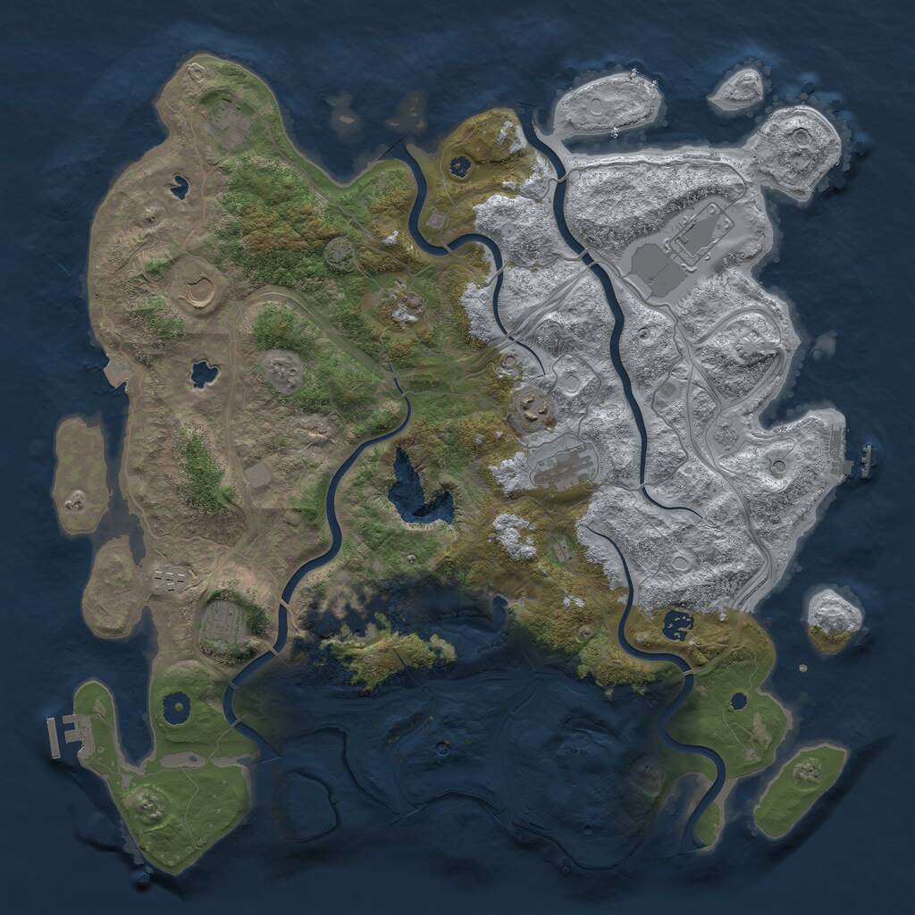 Rust Map: Procedural Map, Size: 4500, Seed: 1543525691, 16 Monuments