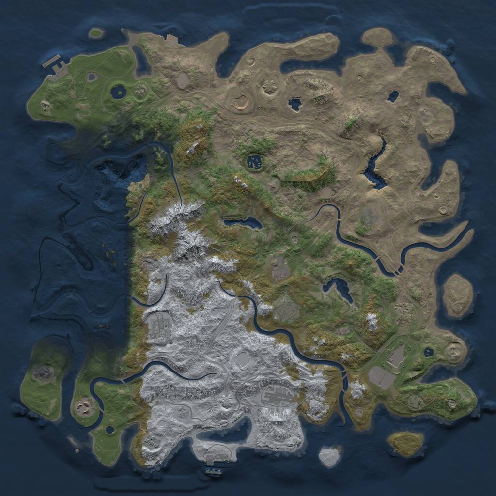 Rust Map: Procedural Map, Size: 5000, Seed: 669301914, 17 Monuments