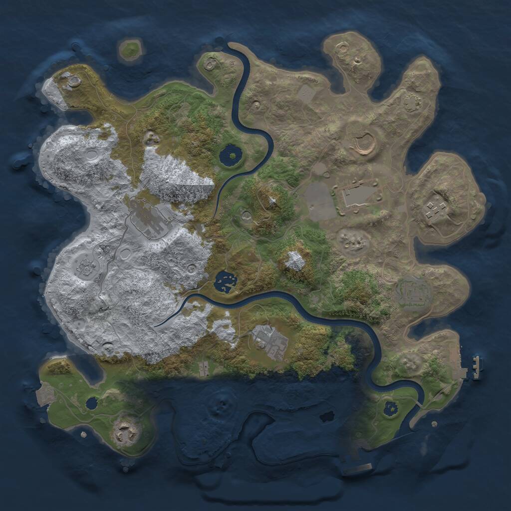Rust Map: Procedural Map, Size: 3500, Seed: 555875054, 14 Monuments