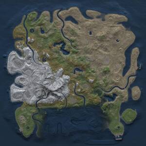 Thumbnail Rust Map: Procedural Map, Size: 5000, Seed: 76, 17 Monuments