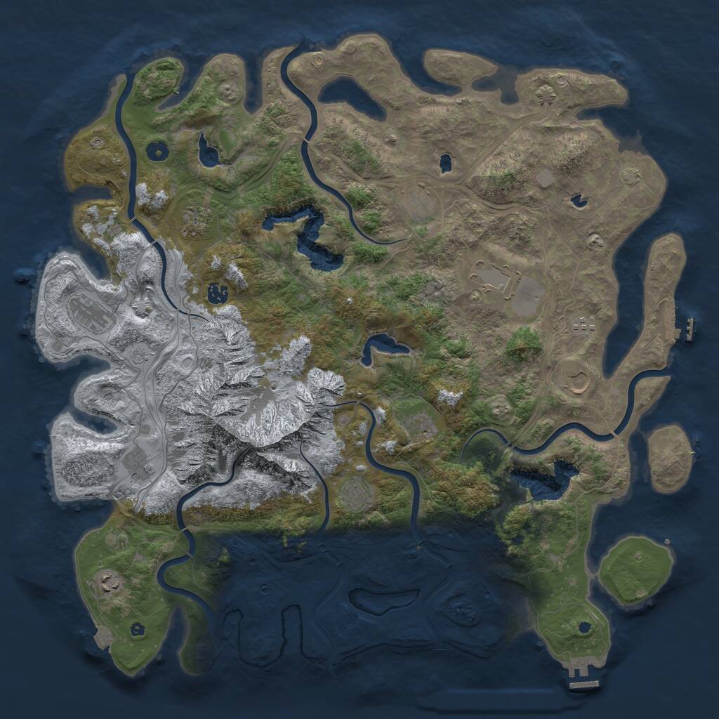 Rust Map: Procedural Map, Size: 5000, Seed: 76, 17 Monuments