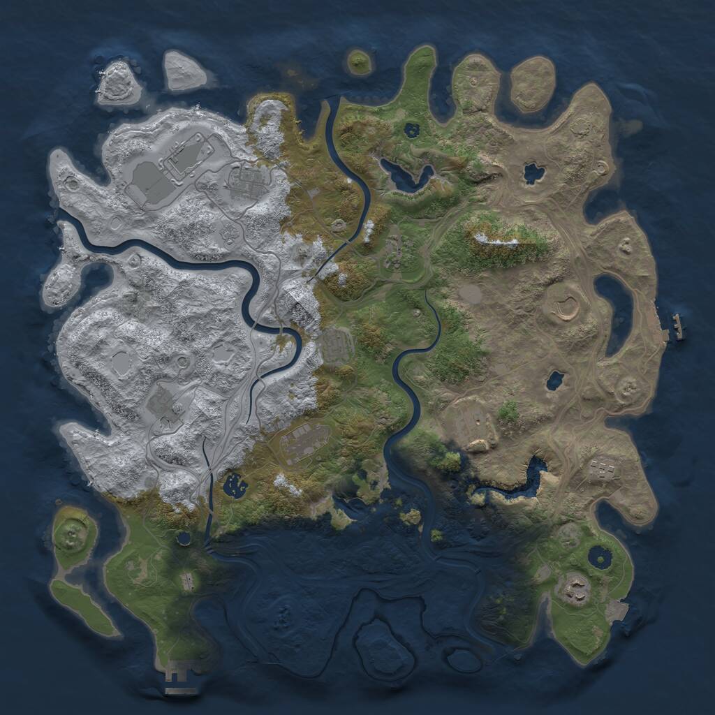 Rust Map: Procedural Map, Size: 4500, Seed: 760080057, 17 Monuments