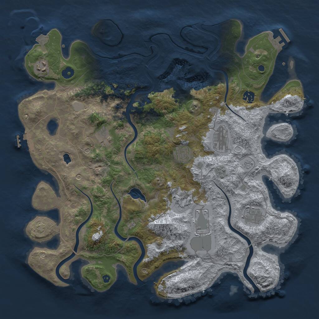 Rust Map: Procedural Map, Size: 4050, Seed: 1036268736, 15 Monuments