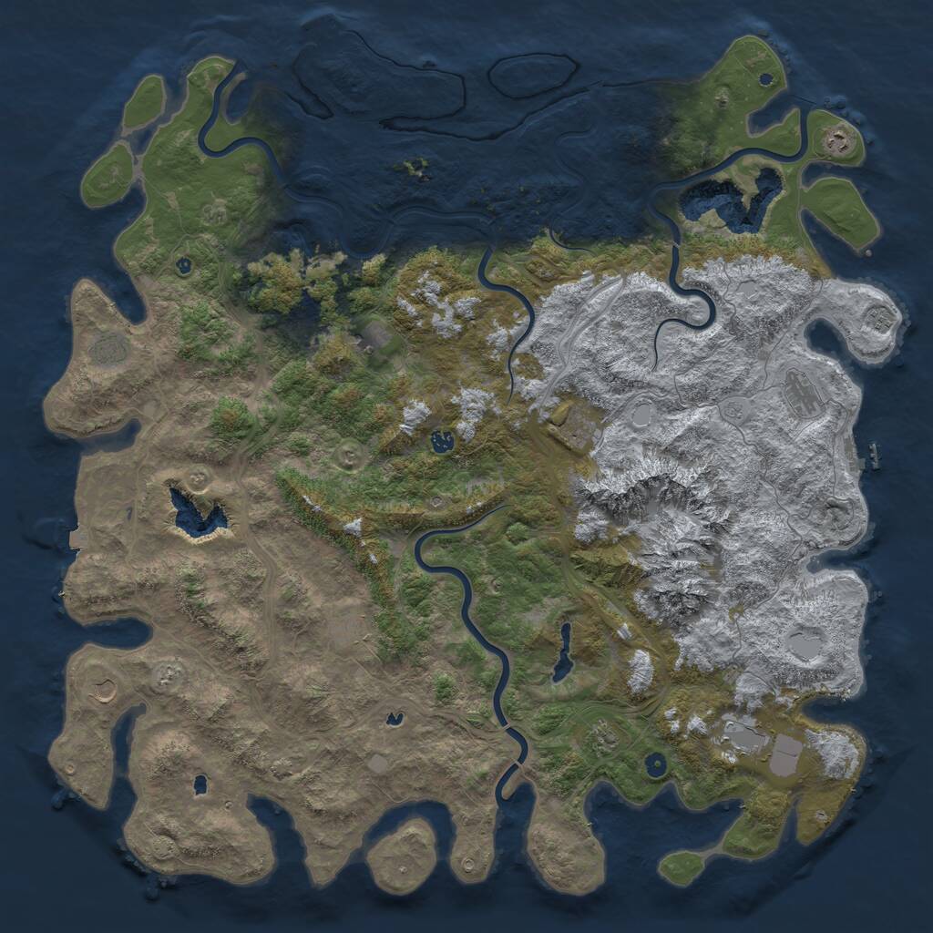 Rust Map: Procedural Map, Size: 6000, Seed: 7211337, 17 Monuments