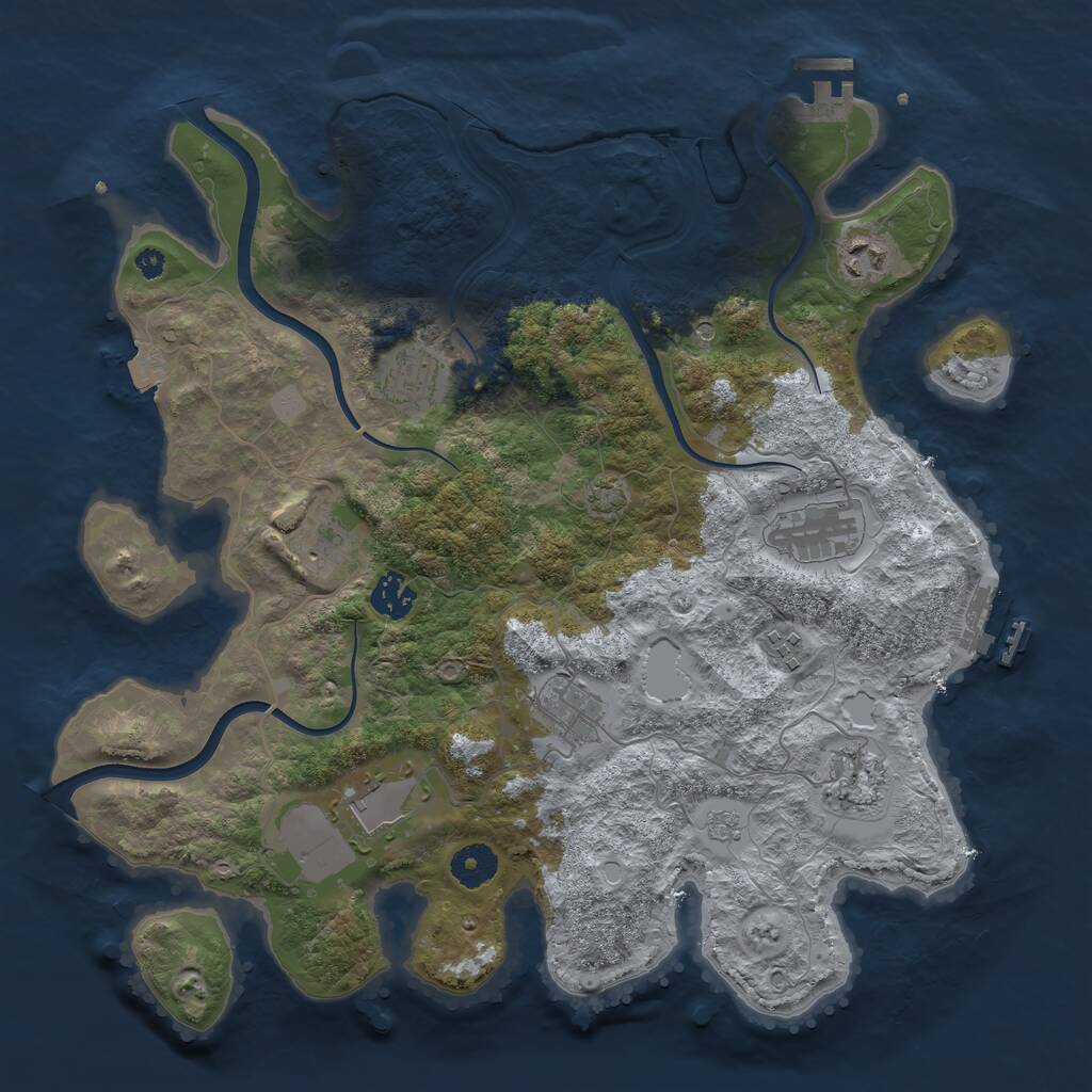Rust Map: Procedural Map, Size: 3700, Seed: 1828941263, 15 Monuments