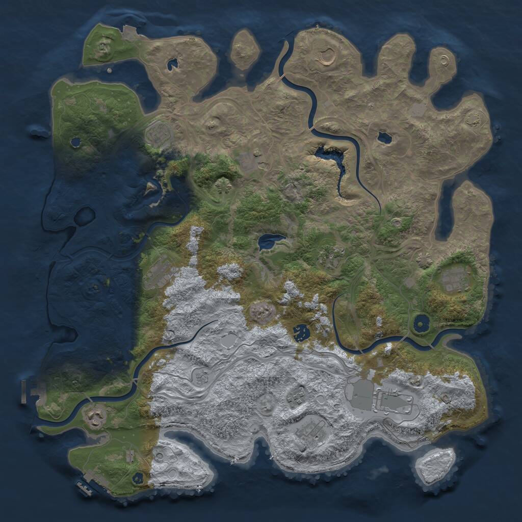 Rust Map: Procedural Map, Size: 4500, Seed: 110962992, 17 Monuments