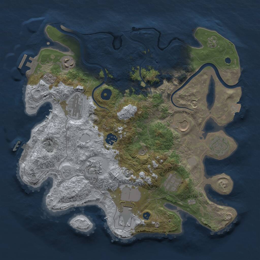 Rust Map: Procedural Map, Size: 3500, Seed: 210161406, 15 Monuments