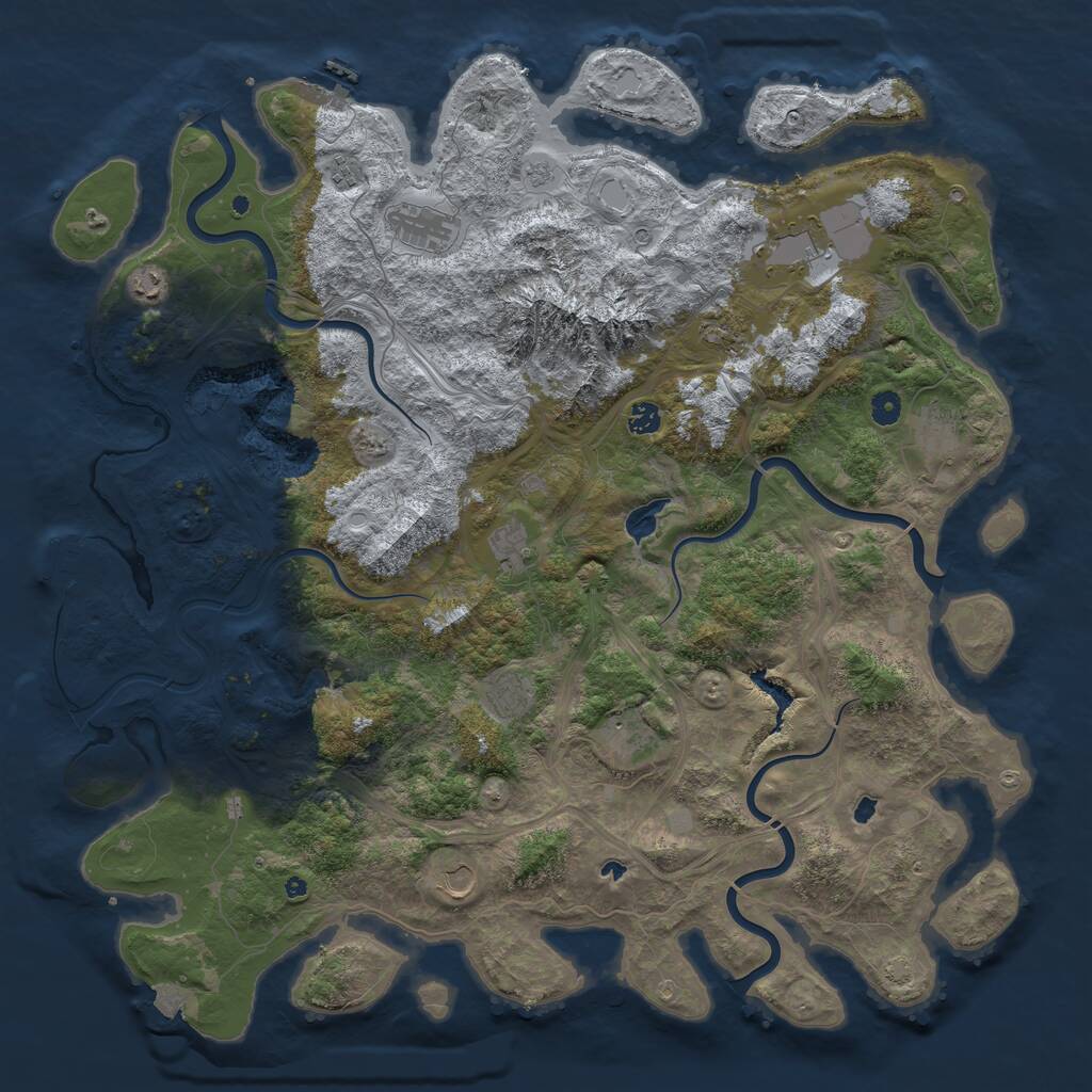 Rust Map: Procedural Map, Size: 5000, Seed: 2109151144, 17 Monuments