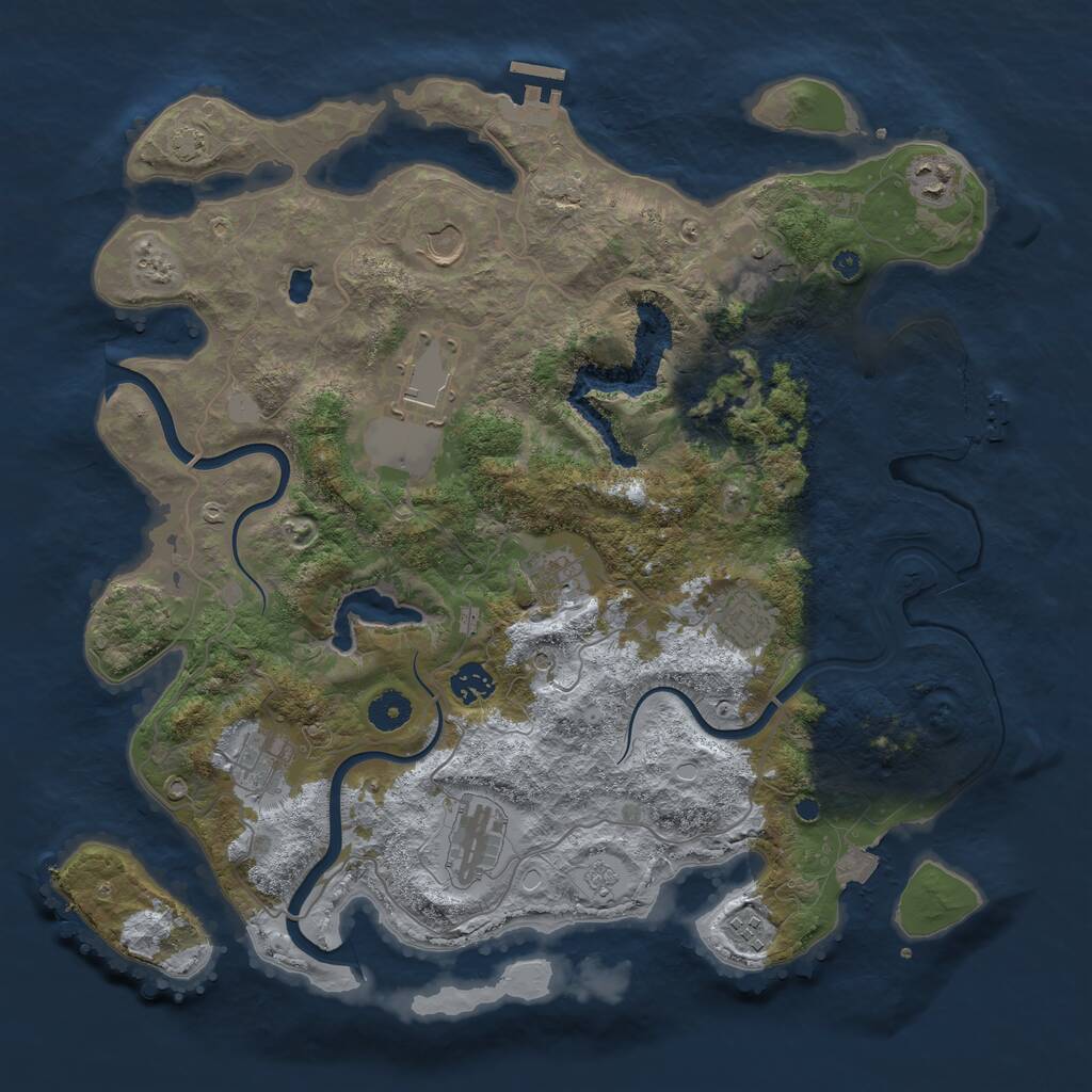 Rust Map: Procedural Map, Size: 4000, Seed: 832509393, 16 Monuments