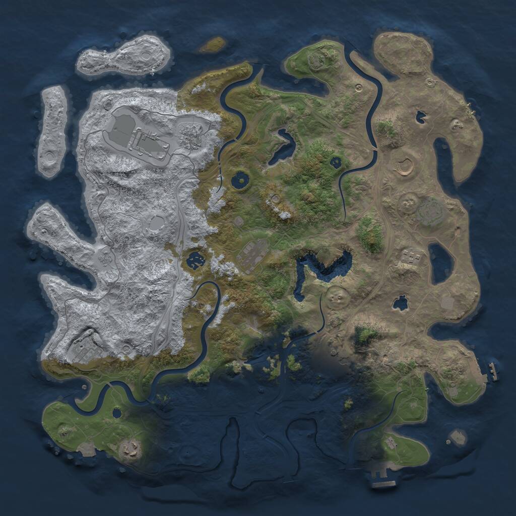 Rust Map: Procedural Map, Size: 4500, Seed: 1127419830, 16 Monuments