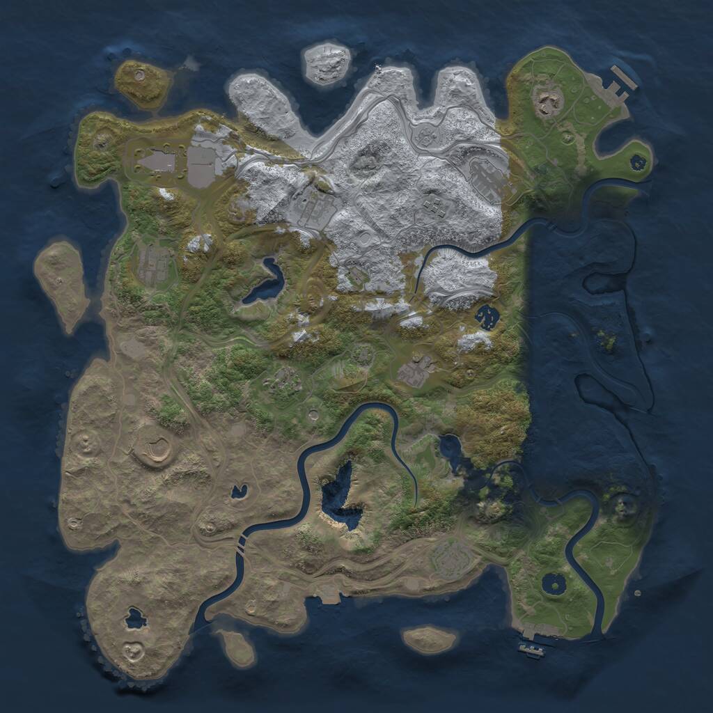 Rust Map: Procedural Map, Size: 4500, Seed: 293620611, 17 Monuments