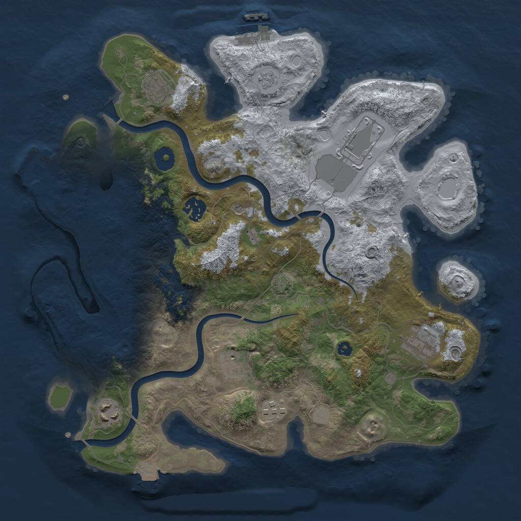 Rust Map: Procedural Map, Size: 3500, Seed: 1115273586, 13 Monuments