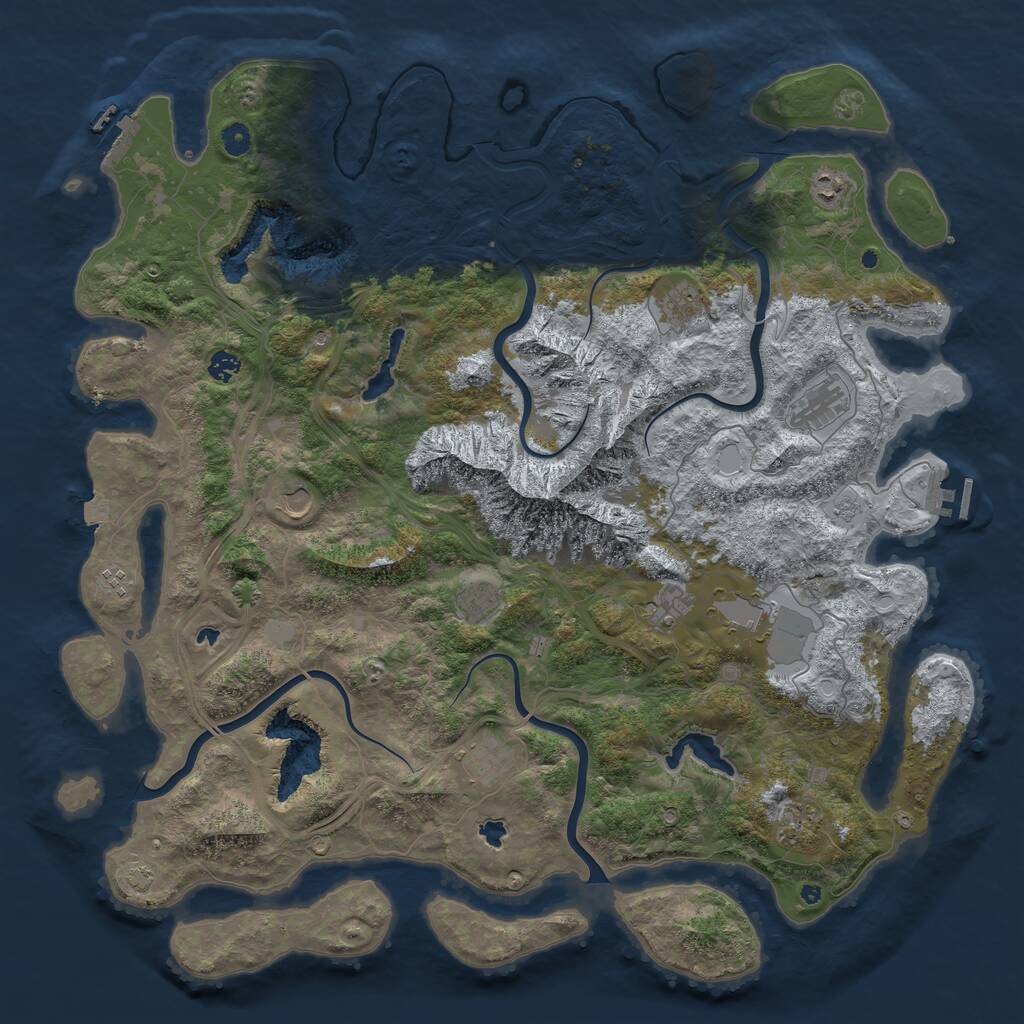 Rust Map: Procedural Map, Size: 5000, Seed: 1221238234, 17 Monuments