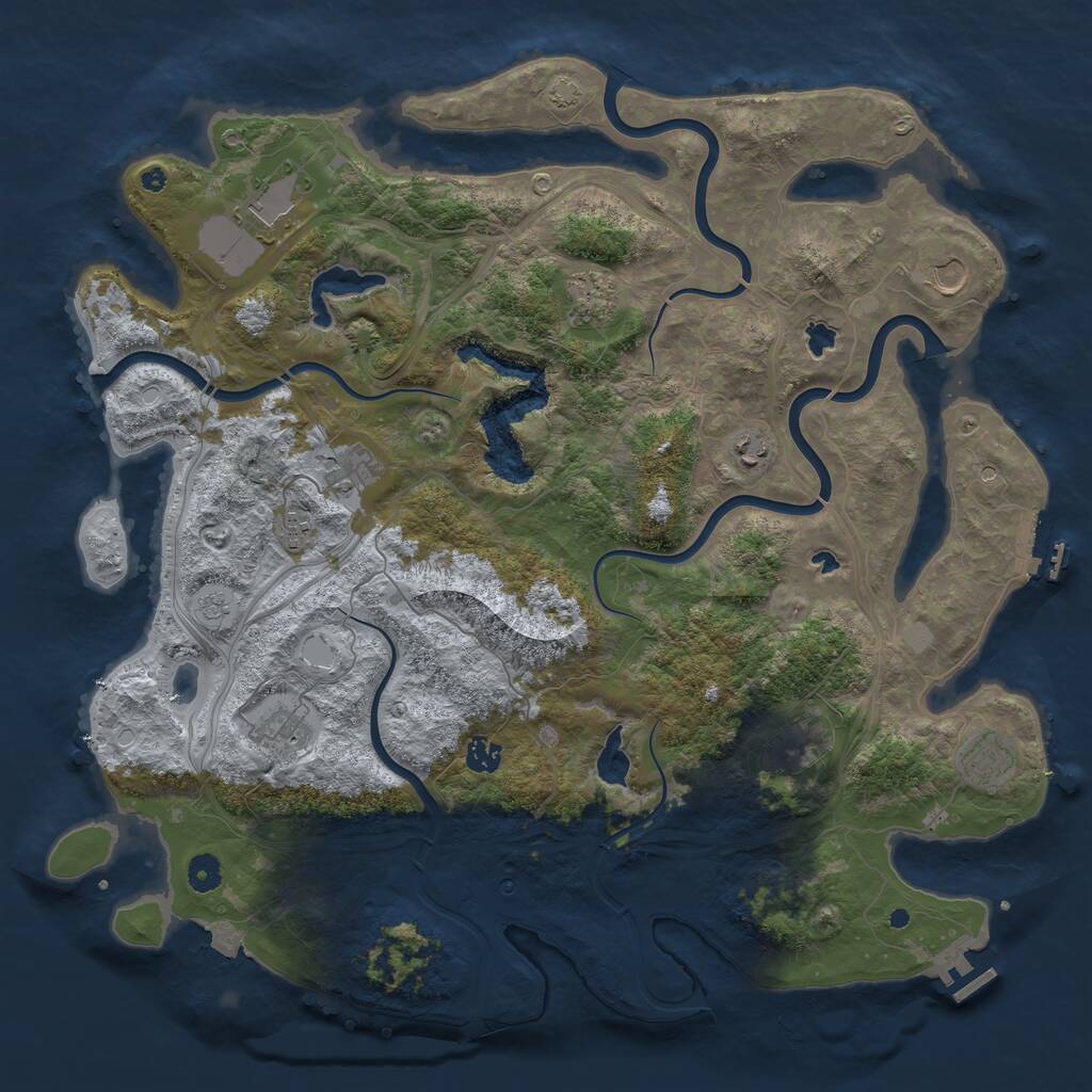 Rust Map: Procedural Map, Size: 4500, Seed: 436906569, 16 Monuments