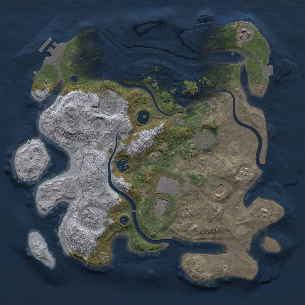 Rust Map: Procedural Map, Size: 3500, Seed: 2084942463, 14 Monuments