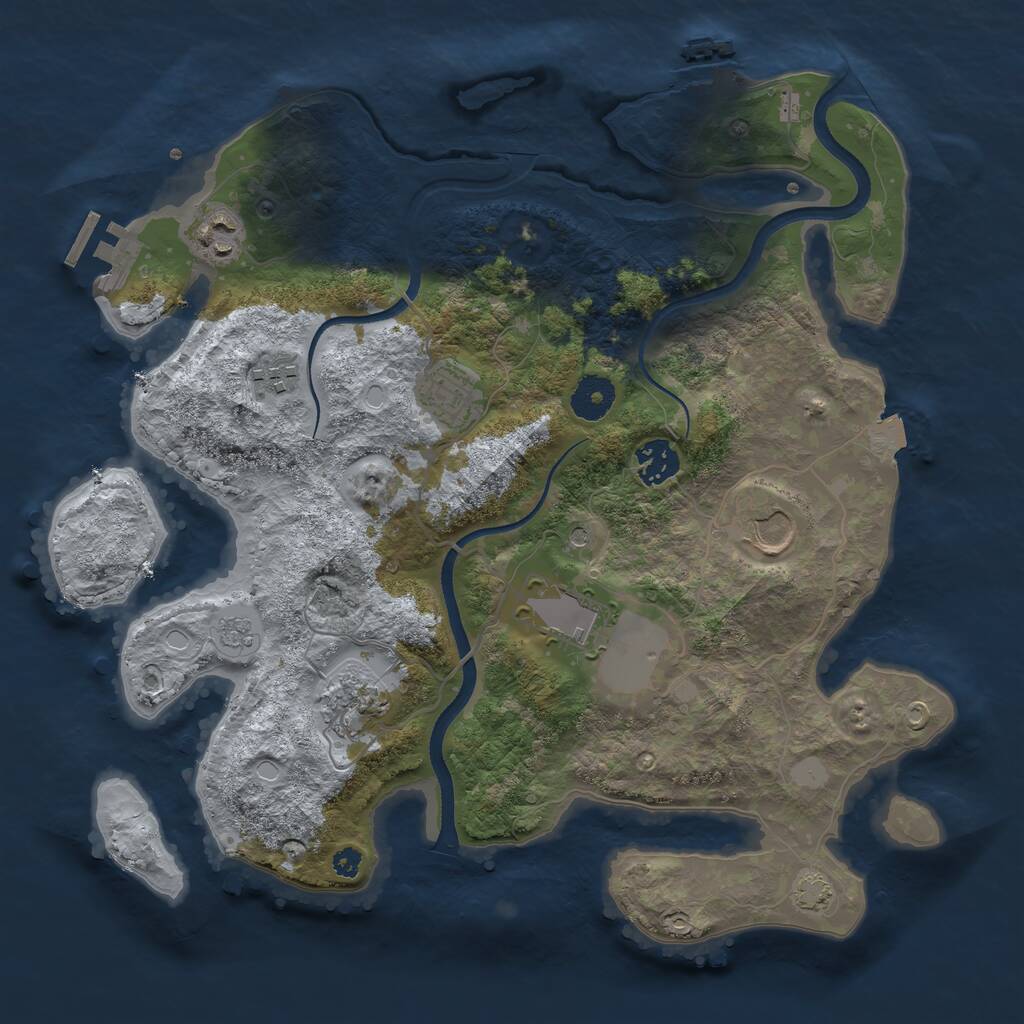 Rust Map: Procedural Map, Size: 3500, Seed: 2084942463, 13 Monuments