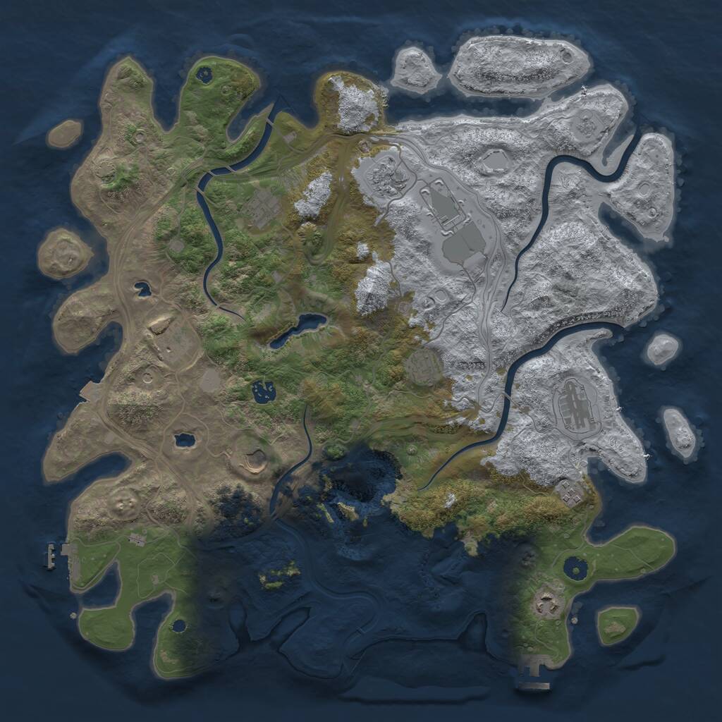 Rust Map: Procedural Map, Size: 4500, Seed: 207836161, 16 Monuments
