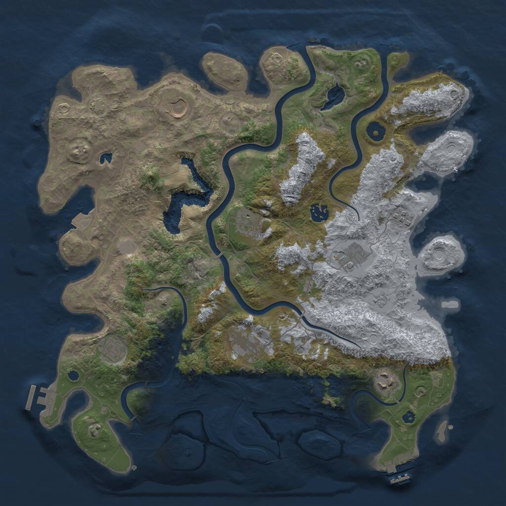 Rust Map: Procedural Map, Size: 4000, Seed: 990354, 14 Monuments