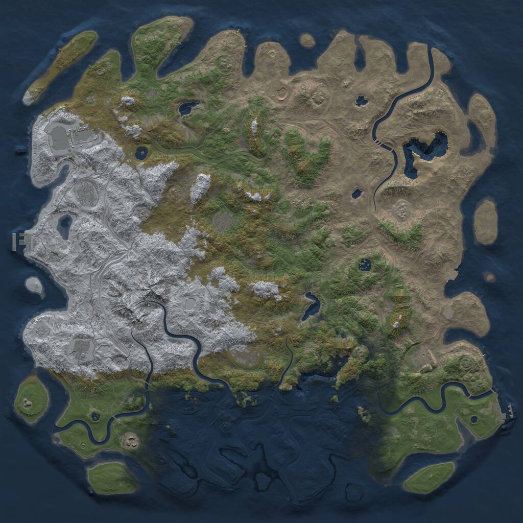 Rust Map: Procedural Map, Size: 6000, Seed: 1102135295, 17 Monuments
