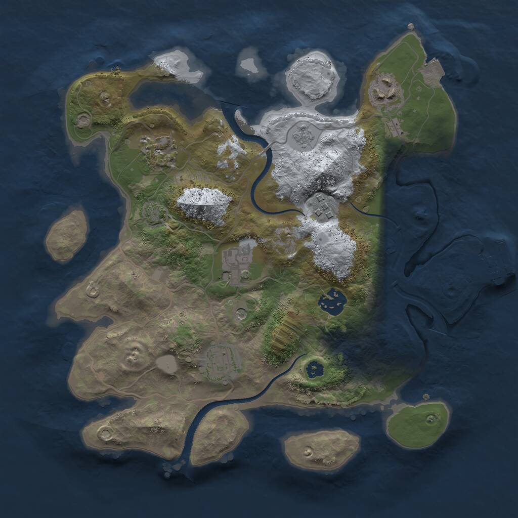 Rust Map: Procedural Map, Size: 3000, Seed: 1198979281, 11 Monuments