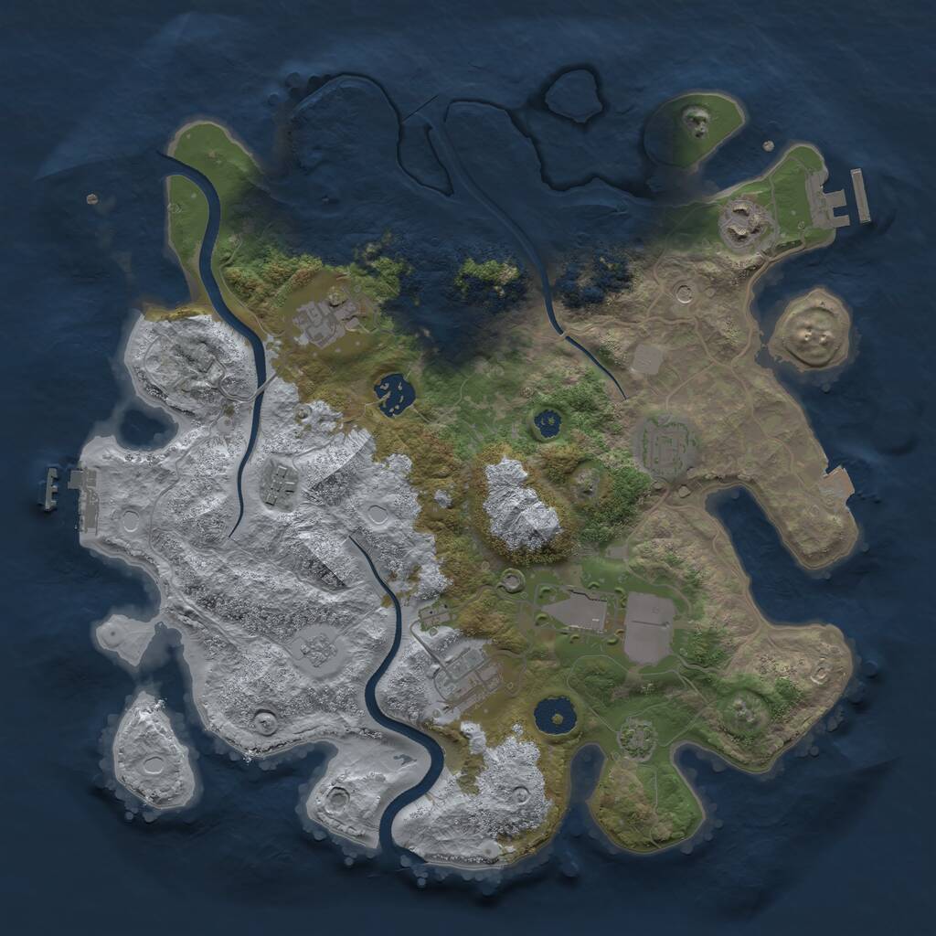 Rust Map: Procedural Map, Size: 3500, Seed: 953205271, 13 Monuments