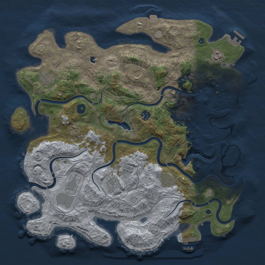 Rust Map: Procedural Map, Size: 4250, Seed: 1491800390, 15 Monuments