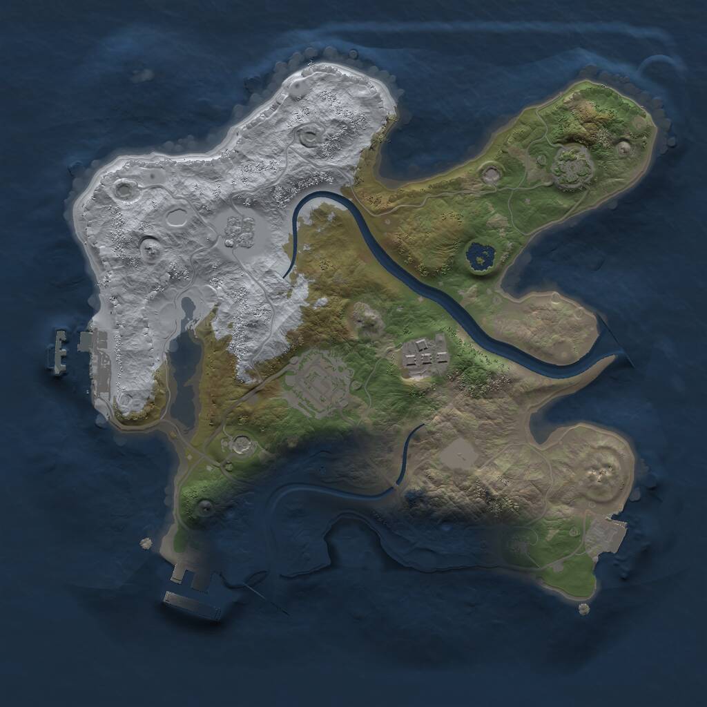 Rust Map: Procedural Map, Size: 2500, Seed: 277508613, 8 Monuments