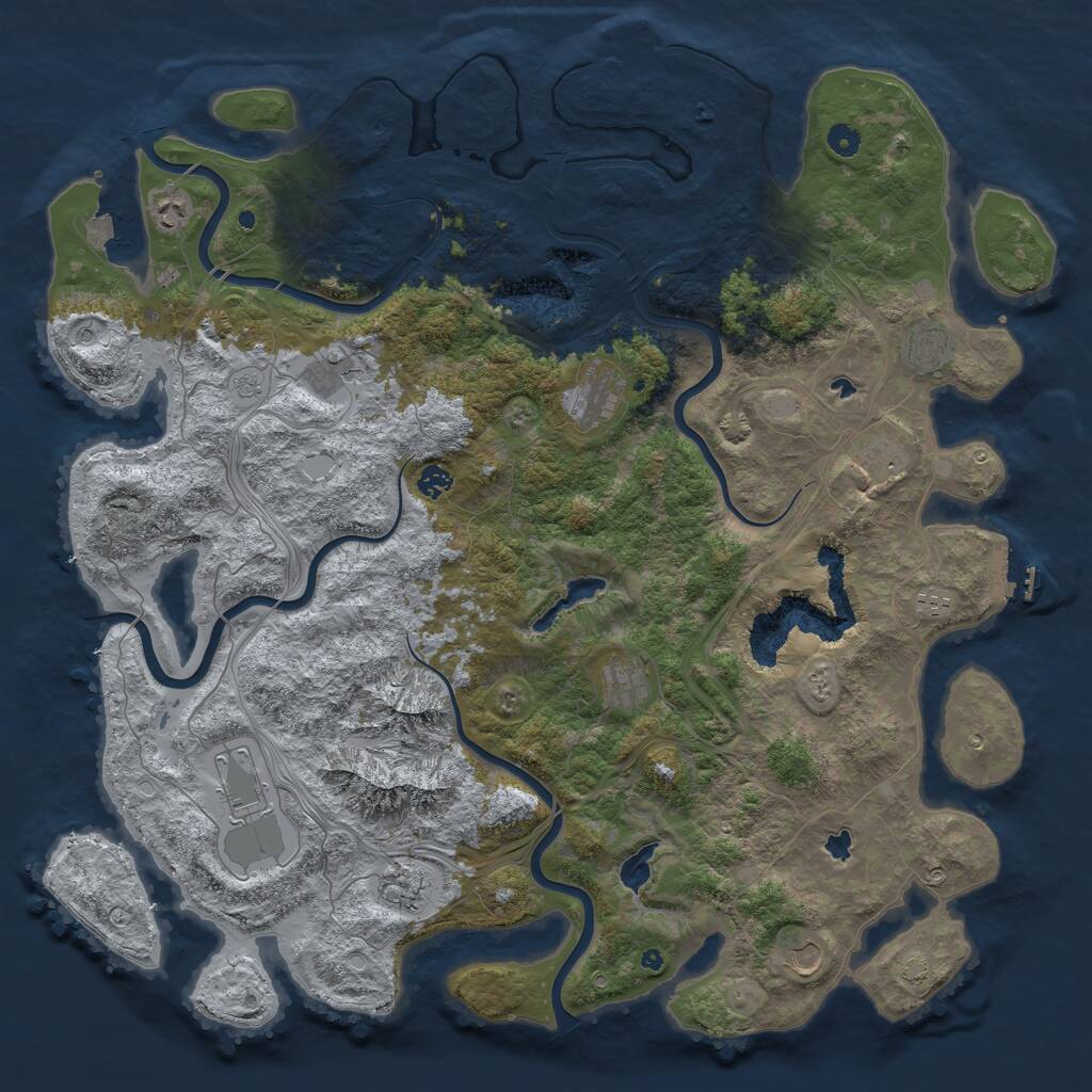 Rust Map: Procedural Map, Size: 5000, Seed: 763206348, 17 Monuments