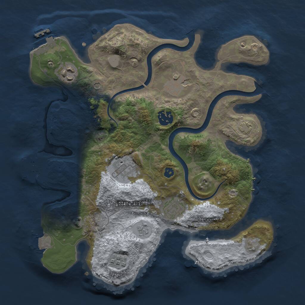 Rust Map: Procedural Map, Size: 3000, Seed: 1877755949, 12 Monuments