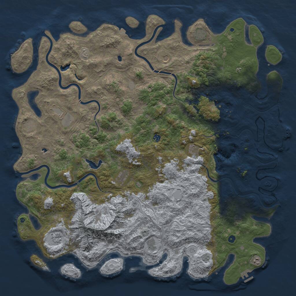 Rust Map: Procedural Map, Size: 6000, Seed: 9464, 17 Monuments