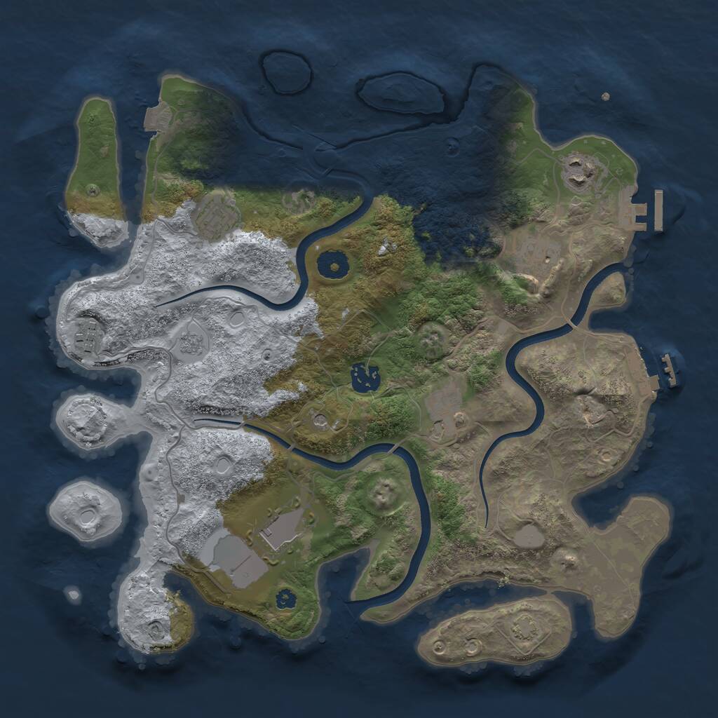 Rust Map: Procedural Map, Size: 3500, Seed: 1423872084, 13 Monuments