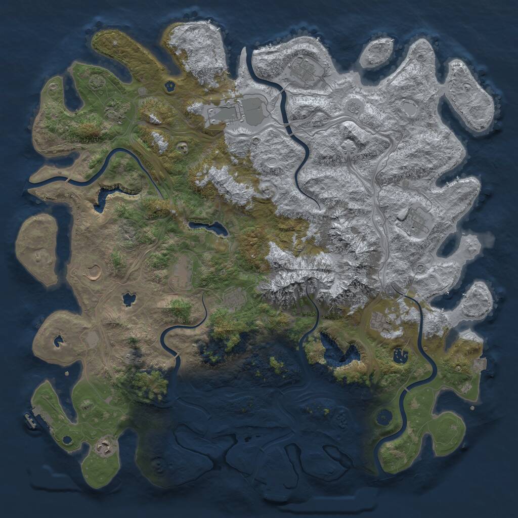 Rust Map: Procedural Map, Size: 5000, Seed: 782238741, 17 Monuments