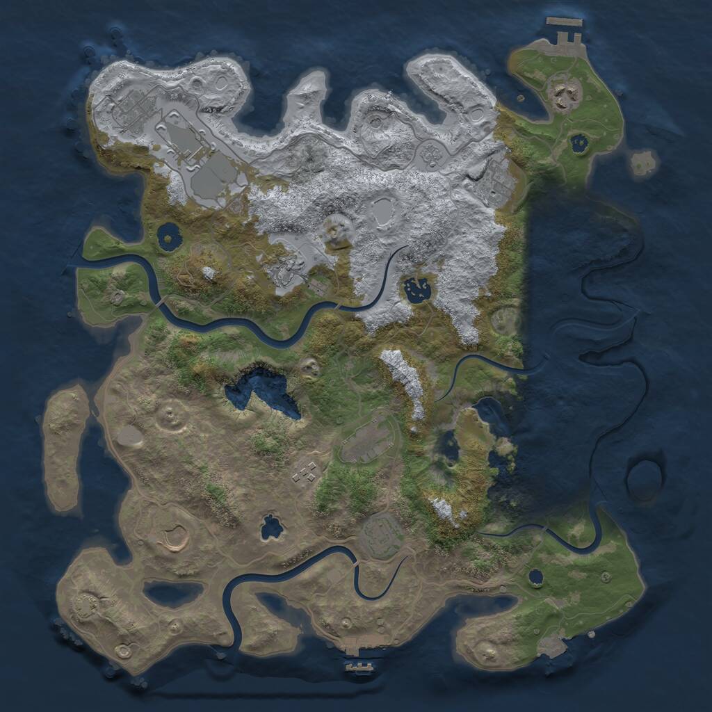Rust Map: Procedural Map, Size: 4000, Seed: 1625137387, 16 Monuments