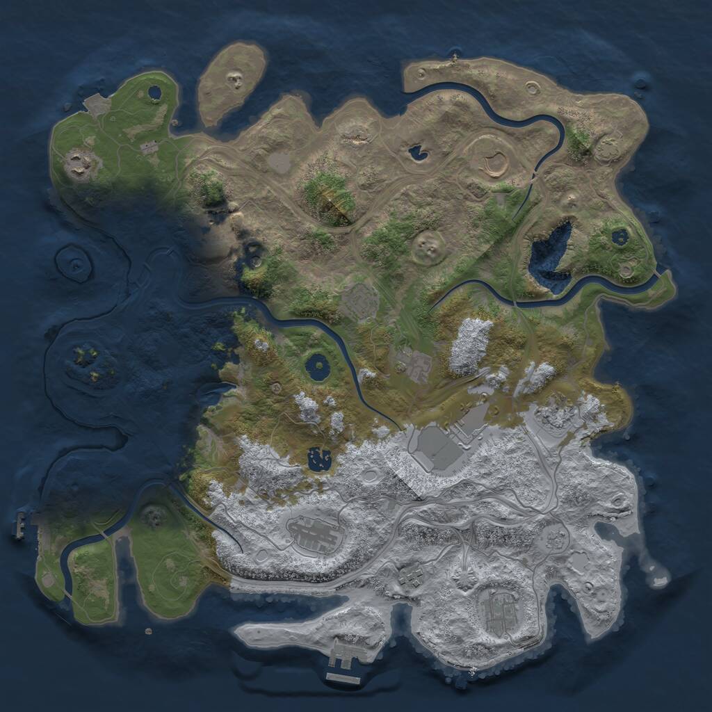 Rust Map: Procedural Map, Size: 4250, Seed: 1674300812, 17 Monuments