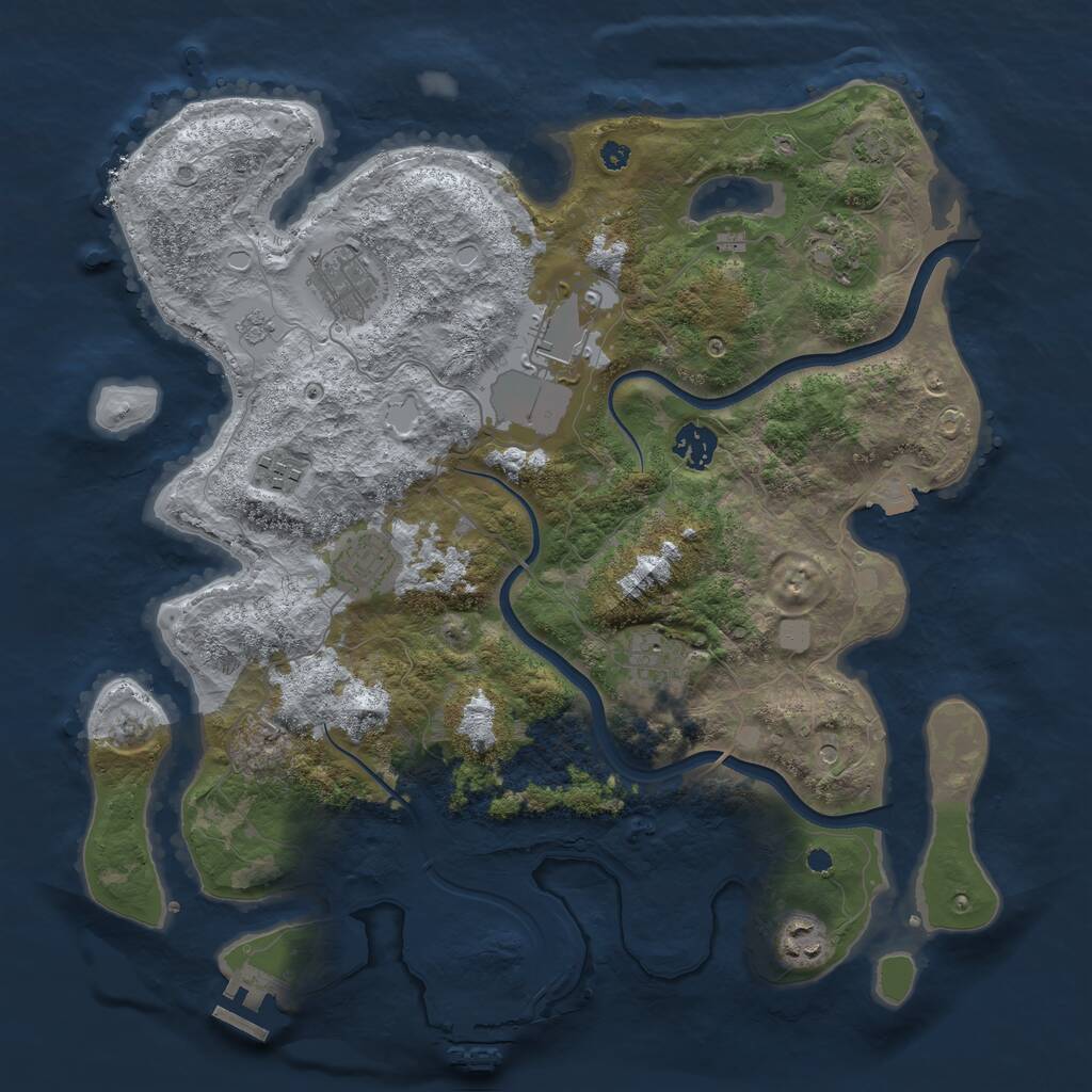 Rust Map: Procedural Map, Size: 3750, Seed: 810739574, 14 Monuments