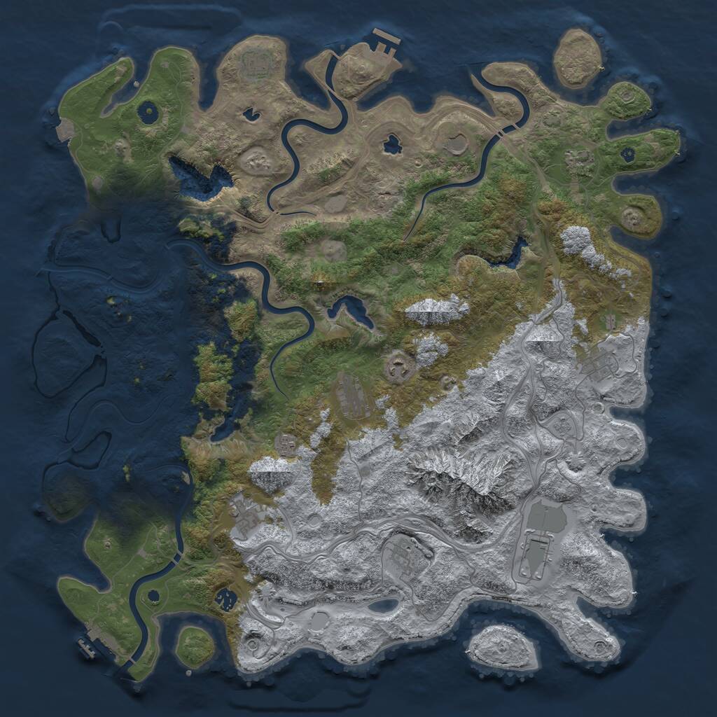 Rust Map: Procedural Map, Size: 5000, Seed: 1402, 17 Monuments