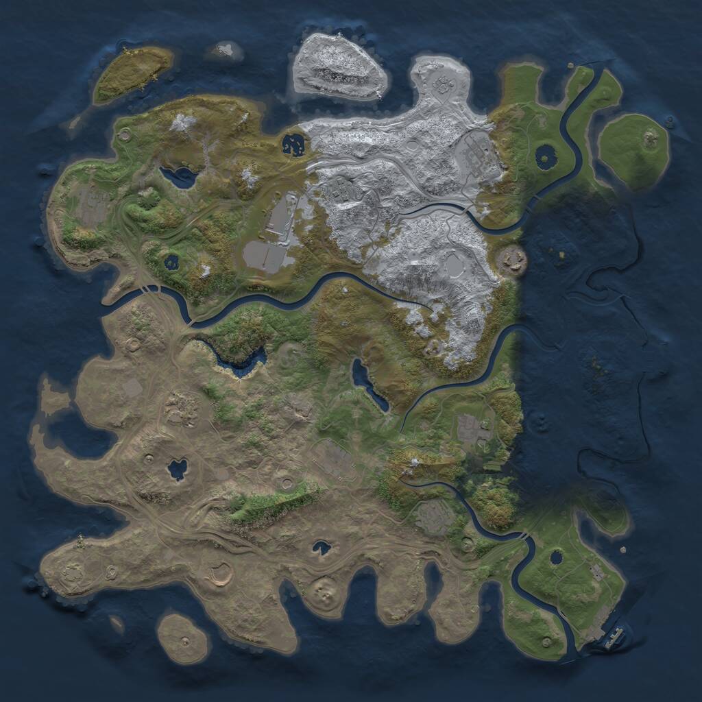 Rust Map: Procedural Map, Size: 4500, Seed: 917785846, 17 Monuments
